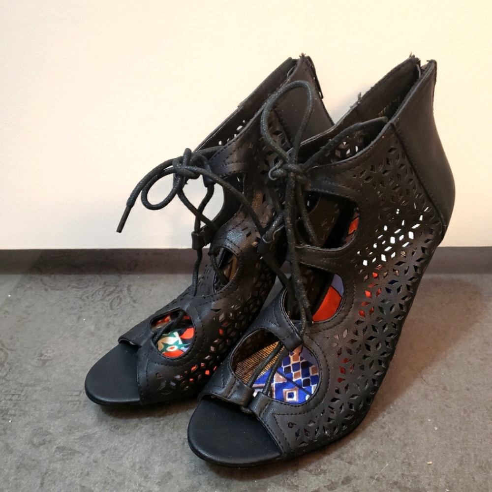 Madden Girl Laser Cut Heeled Booties